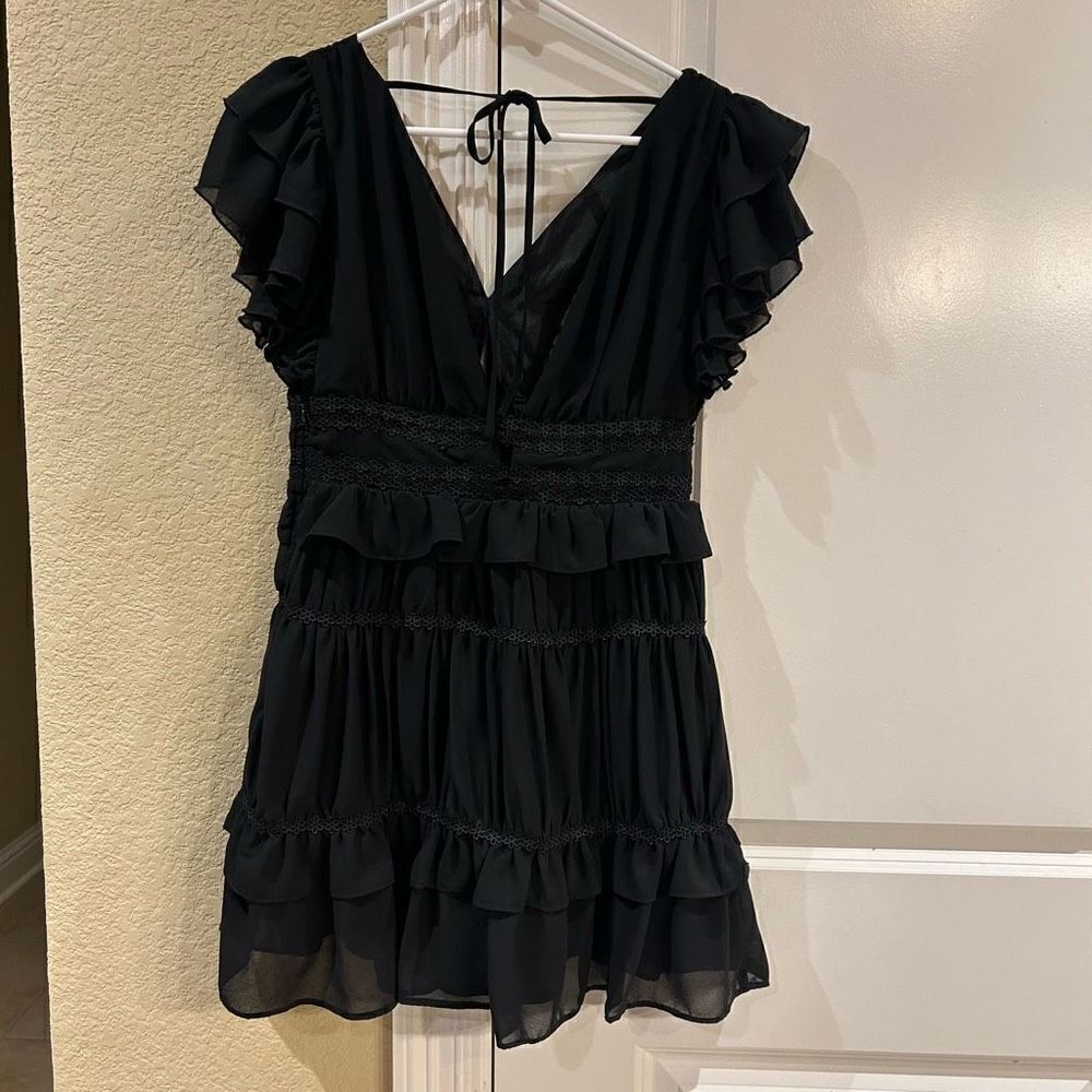 Mable black ruffle tiered mini dress size small‎